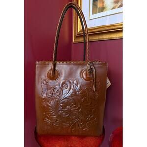 Patricia Nash Cavo Tote Natural Cavo Florence Tooled Brown Leather Bag NWT $249
